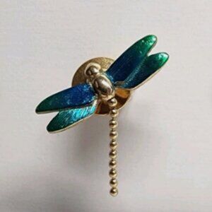 Vintage Avon 1984 Green Dragonfly Lapel Tie Pin